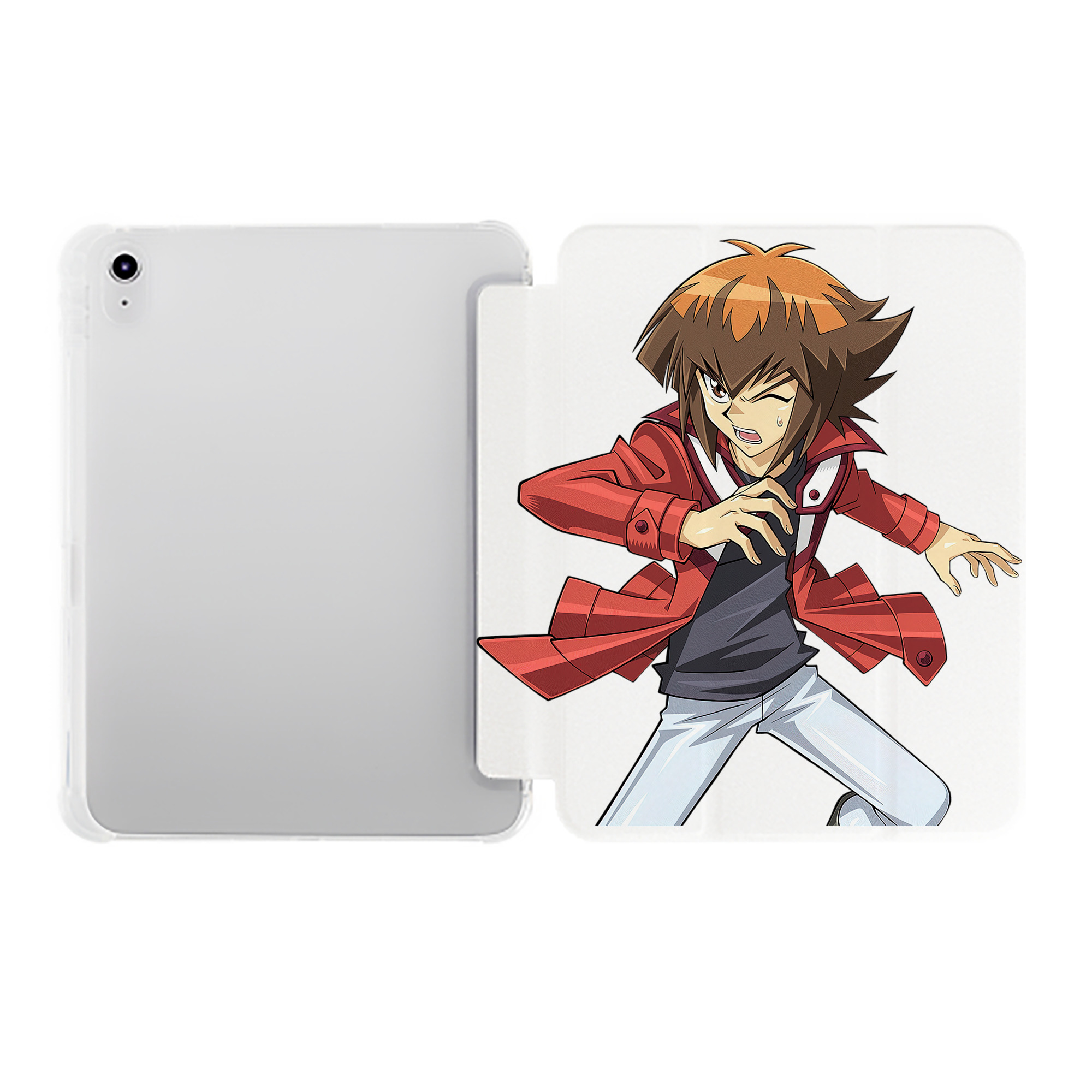 （画像用） 遊☆戯☆王 Yu-Gi-Oh! IPad ケース ペン収納付き 三つ折りスタンド PUレザー×シリコン 対応機種9.5/10.5/10.9インチ